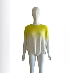 Tsumori Chisato Yellow White Women's Cotton  Sweater S Ombré Chunky Beach